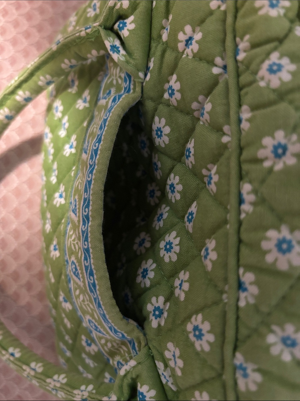 Vera Bradley Lime Green Quilted Floral Tote - Picture 5 of 6